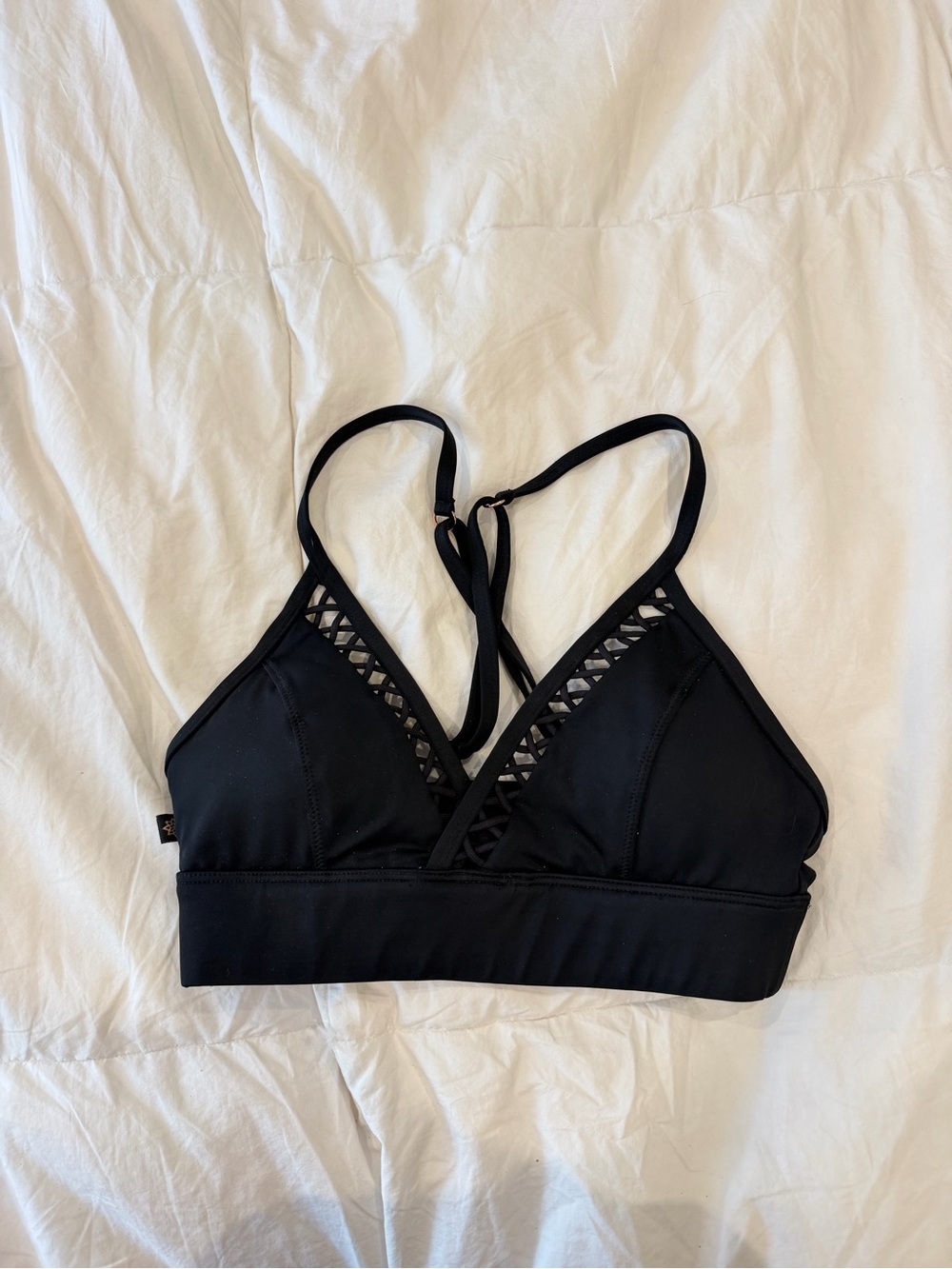 Black Strappy Activewear Bra - Women